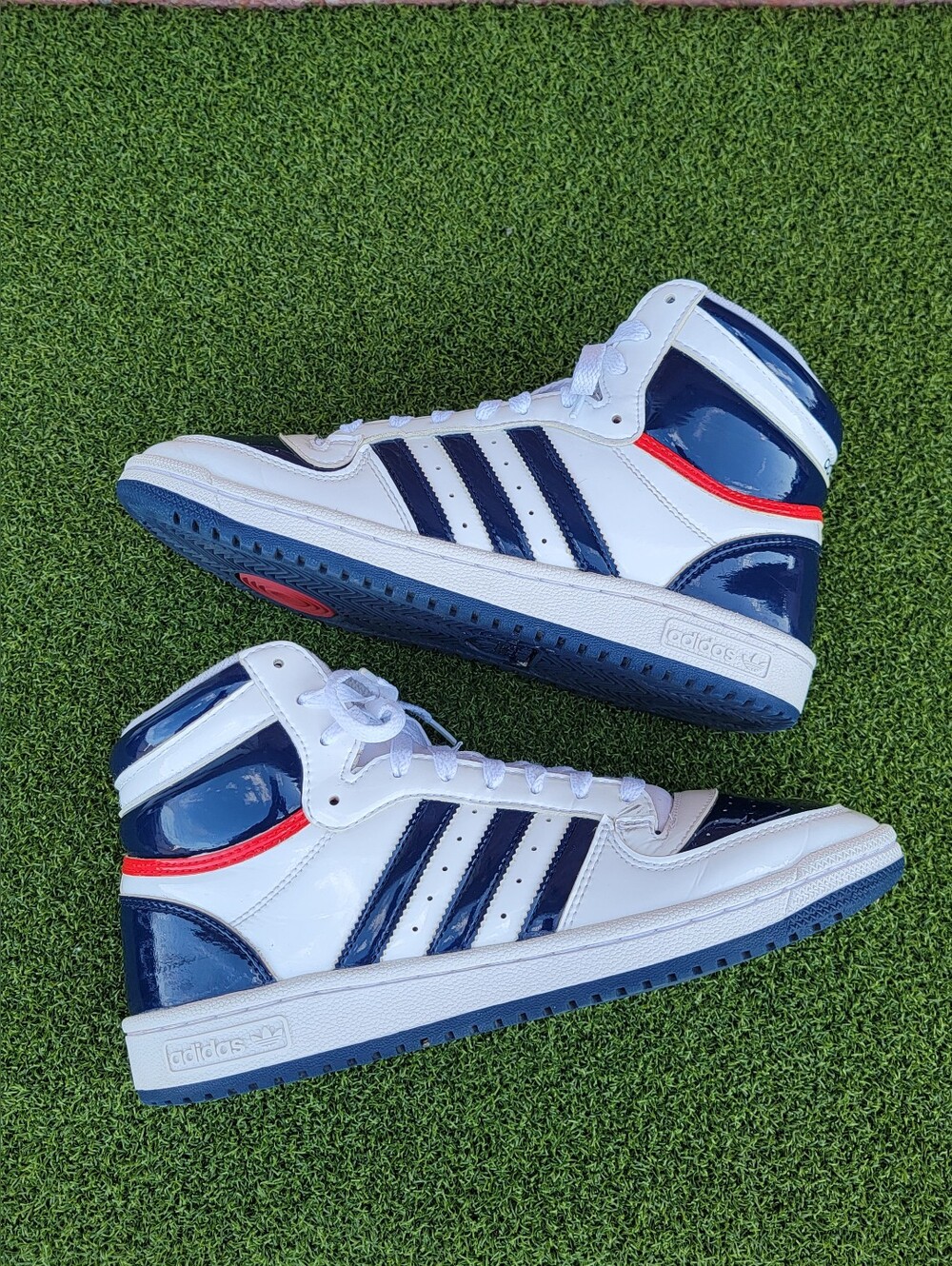 Adidas Top Ten Hi Patent Leather Red White Blue FX9813 Sneakers ~ US WMS SIZE 9